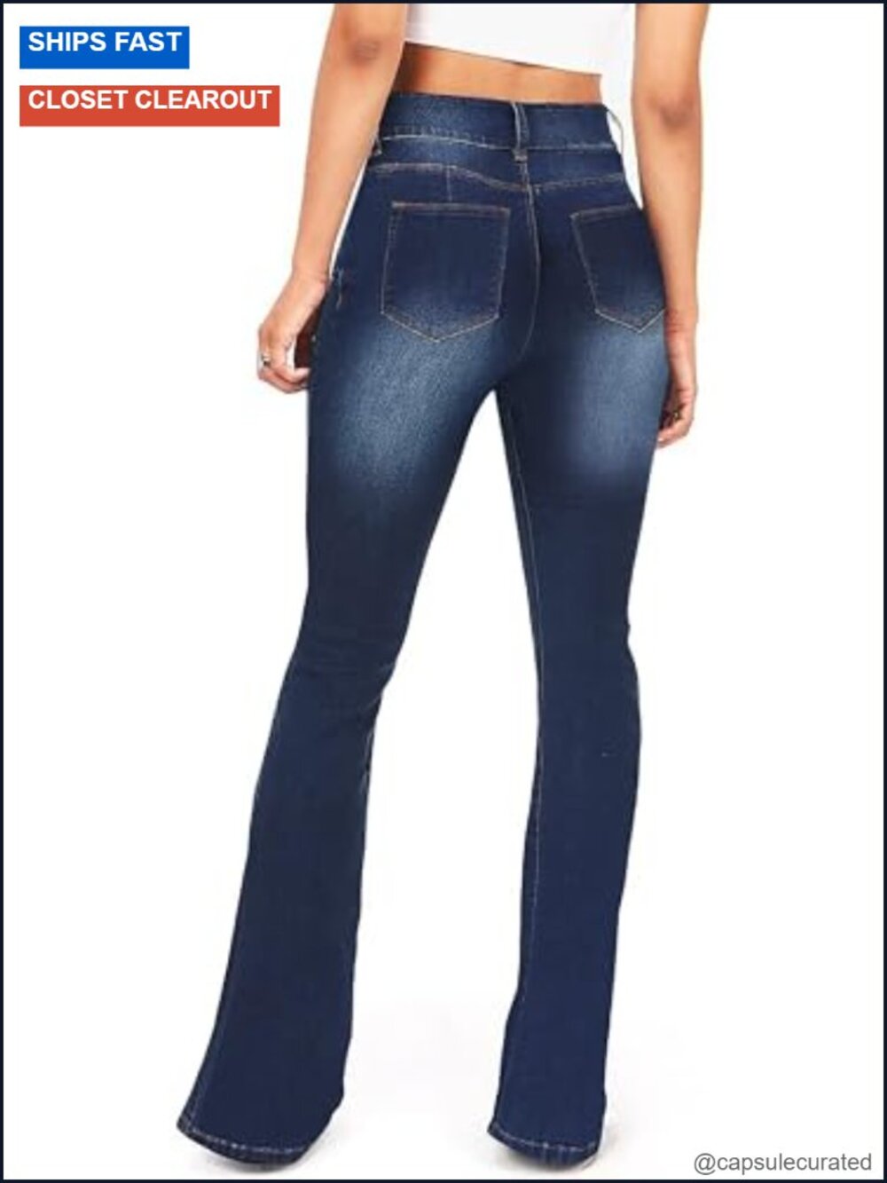 High Waisted Stretch Flare Bell Bottom Jeans - Picture 2 of 3